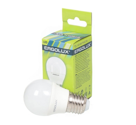 Лампа светодиодная «Ergolux» LED G45  7W, 60Вт (Е27) 6500К «шар» (1/10/100шт)/12877/879498 фото 1